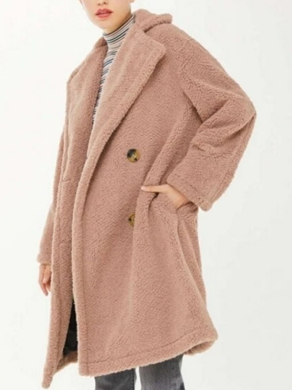 Urban Outfitters NEW teddy coat featuring a double-breasted button design M/L